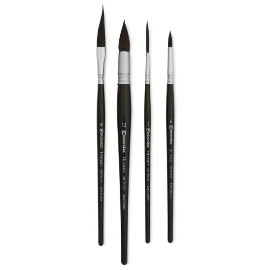 Escoda &Uacute;ltimo Synthetic Squirrel Brushes - Series 8911 Assorted, Set of 4, Short Handle {1}