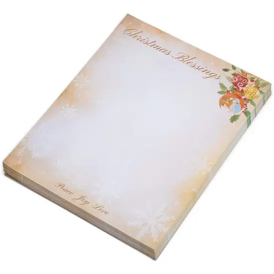 Faithful Finds 100 Sheets Christmas Blessings Letterhead Stationery Printer Paper, Letter Size Write Personalized Greetings, Get Creative and Crafty with Xmas Letter Paper Sheets (8.5 x 11 in) White {3}