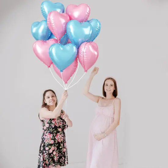 Pink Blue Heart Foil Balloons, 18Inch Gender Reveal Party Decorations, Pastel Blue and Baby Pink Heart Shape Mylar Balloon for Girls or Boys Baby Shower Birthday Wedding Bridal Shower Party Supplies {4}