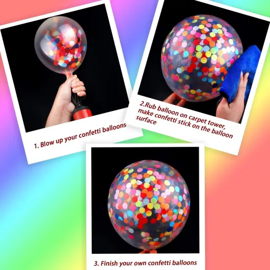 50 Pieces Rainbow Multicolor Confetti Balloons 12 Inches Latex Balloon with Bright Colorful Confetti Pre-Filled for Wedding Engagement Party Decoration {3}