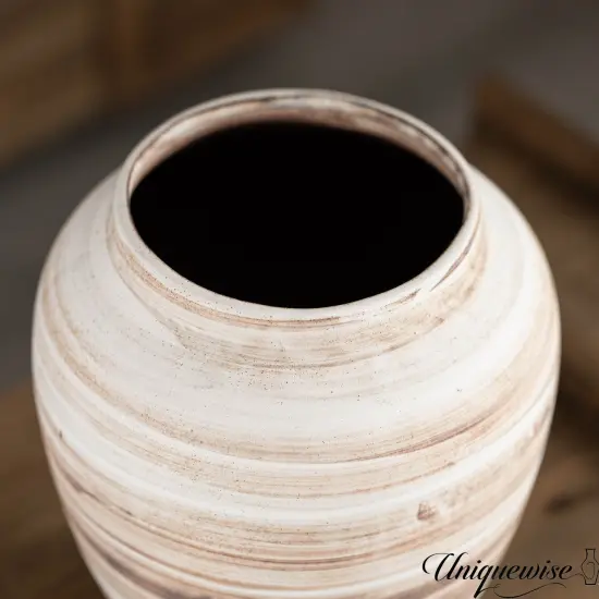 Uniquewise 8-inch Modern Farmhouse Round Wide Mouth Ceramic Vase Boho Decorative Pottery for Home Shelf Mantel Entryway Living Room & Coffee Table Decor Perfect for Pampas Grass Stems & Fresh Flowers {5}
