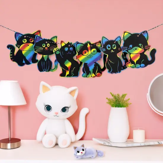 Wrapables 36pc Rainbow Scratch Arts Ornaments, DIY Magic Scratch Arts and Crafts, Cats {5}