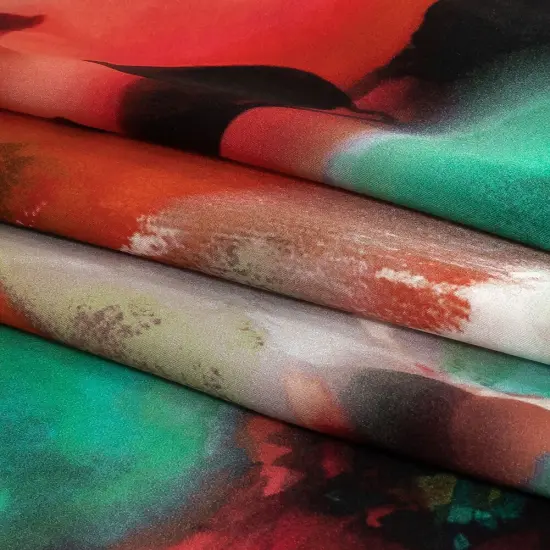 1 Yard Vibrant Watercolor Floral Silk Charmeuse Fabric for Dressmaking 53 inch Width {3}