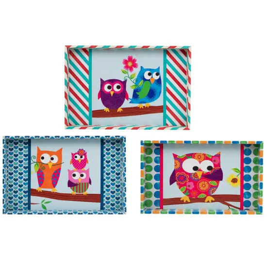 Northlight Vintage Style Owl Rectangular Serving Trays - 19" - Set of 3 White {3}