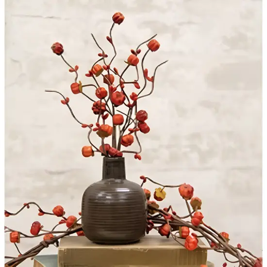 Orange Polka and Pip Berry Pick with Mini Pumpkins and Flexible Stems for Fall Decor {2}