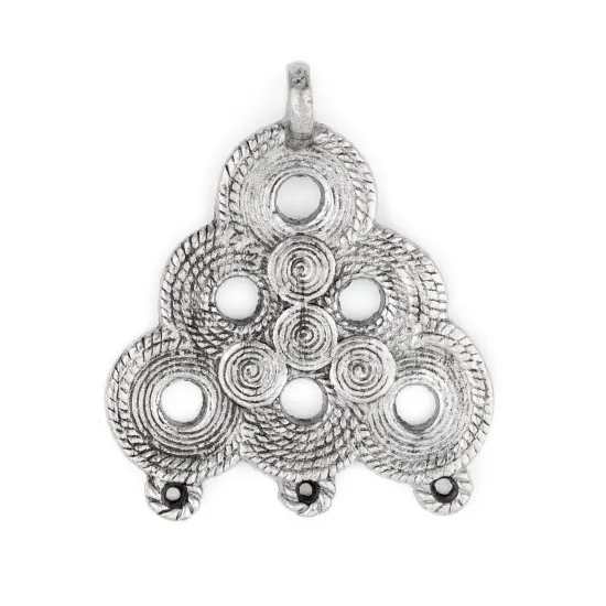 The Bead Chest Silver Baule Beehive Connector Pendant (54x47mm): African Tribal Metal Pendant for DIY Jewelry and Necklace {1}