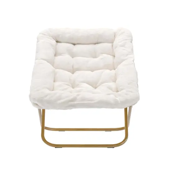 Emma and Oliver Aisling Oversized Folding Saucer Chair for Dorm, Bedroom IvoryFabric/SoftGold {5}