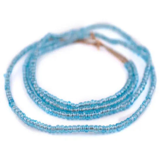 The Bead Chest Translucent Turquoise Ghana Glass Seed Beads, Ghanaian Glass Beads {3}