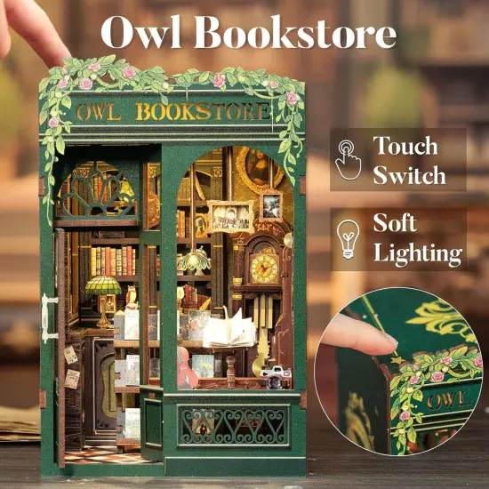 Miniature Wizardi Roombox Kit - Owl Bookstore Dollhouse Kit {5}