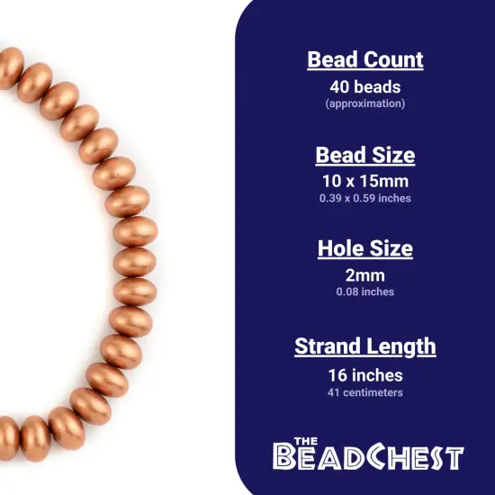 The Bead Chest Copper Abacus Natural Wood Beads (10x15mm): Organic Eco-Friendly Wooden Bead Strand for DIY Jewelry, Crafts, Necklace and Bracelet Making {4}