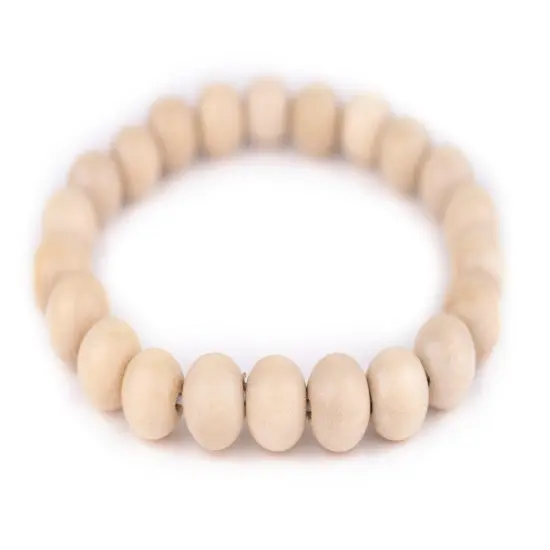 The Bead Chest Wood Stretch Bracelet, Cream - Stackable Beaded Jewelry, Unisex for Men & Women {1}