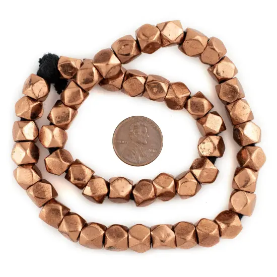 The Bead Chest Copper Diamond Cut Beads (9mm, Large Hole) {2}