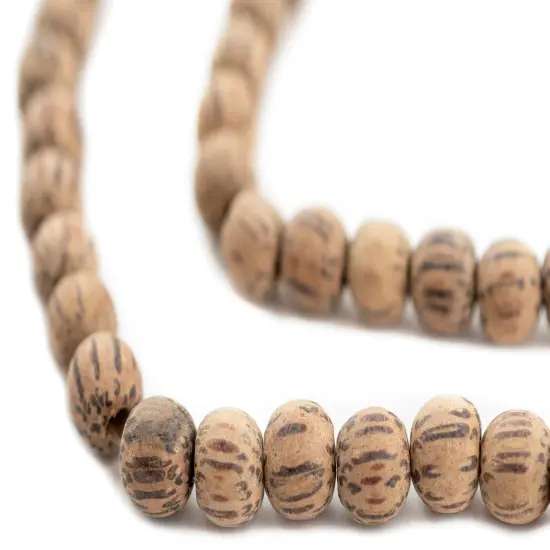 The Bead Chest Unwaxed Round Natural Palm Wood Beads 8mm Brown Large Hole 15&rdquo; {1}