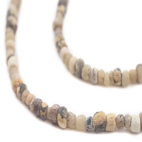 The Bead Chest Mottled White Ancient Djenne Nila Glass Beads 4mm Mali African Seed 26 Inch Strand Handmade {1}