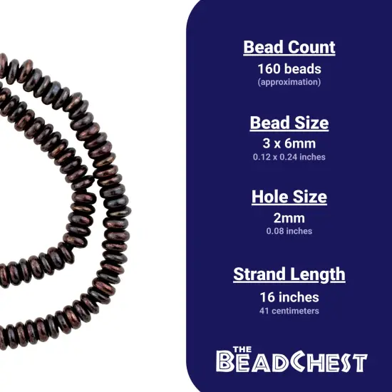 The Bead Chest Antiqued Copper Smooth Rondelle Beads (3x6mm) {5}