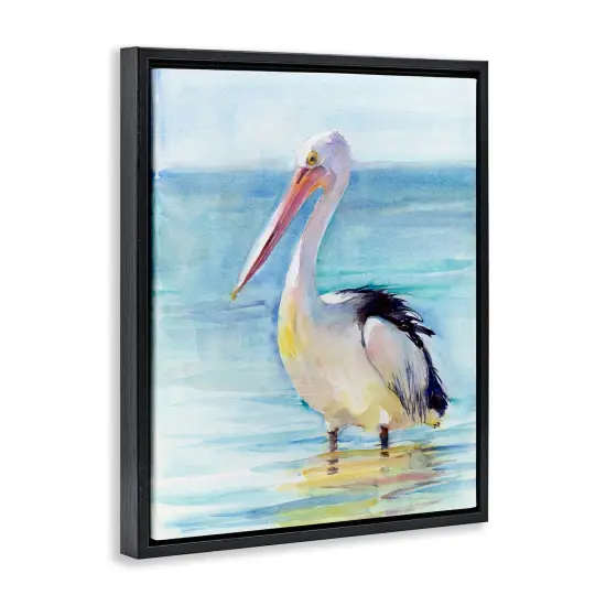 Stupell Industries Pelican Wading in Sea Floater Framed Canvas Wall Art Design by John Keeling {3}