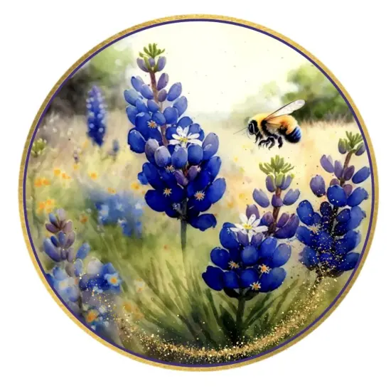 Bluebonnets Bumble Bee Round Sign {2}