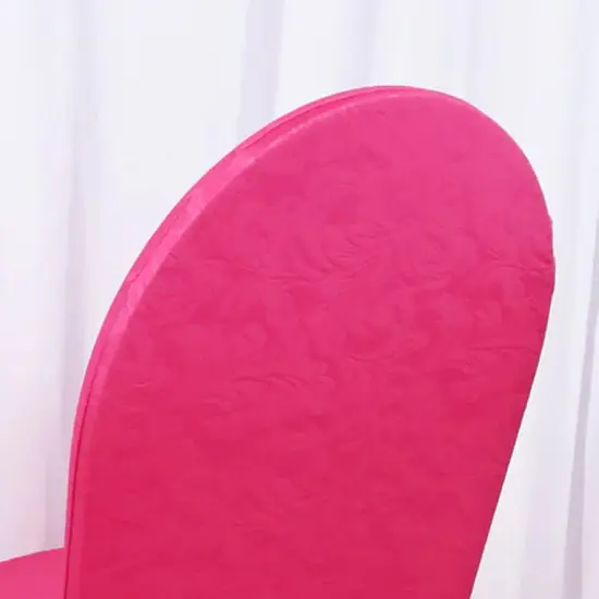 Fuchsia Embossed Vintage Spandex Banquet Chair Cover Elegant Event Decor {3}