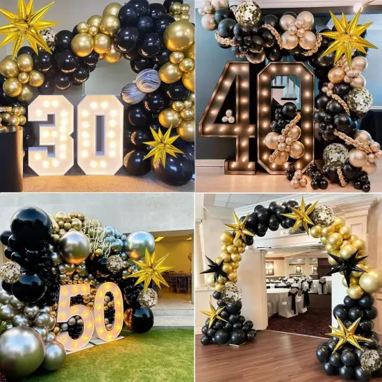 Black and Gold Balloons Garland Arch Kit {3}