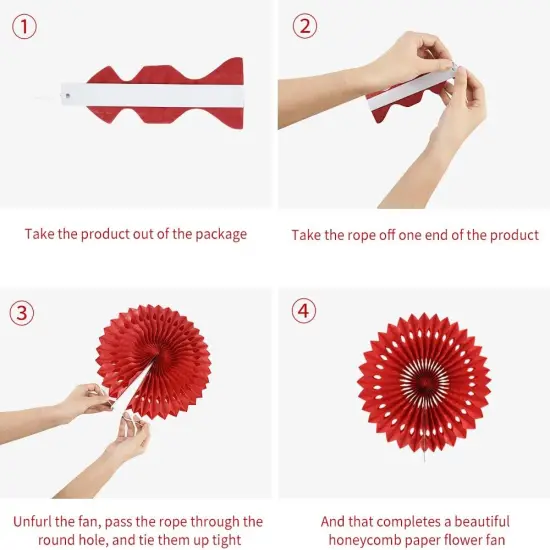 （11packs）- Black Gold White Hanging Honeycomb Round Paper Fans Decoration {3}