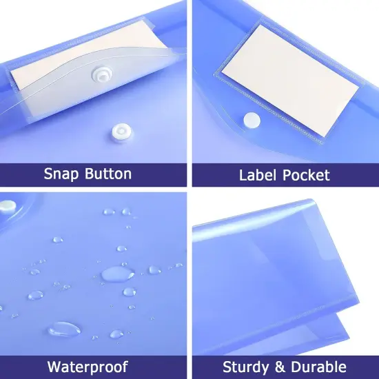 6 Pack Clear Document Folders Plastic Envelopes {3}