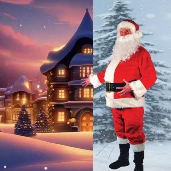 Large Mens Santa Suit Plush Fur Trimmed Jacket, Pants, Hat, Belt and Beard Set {6}