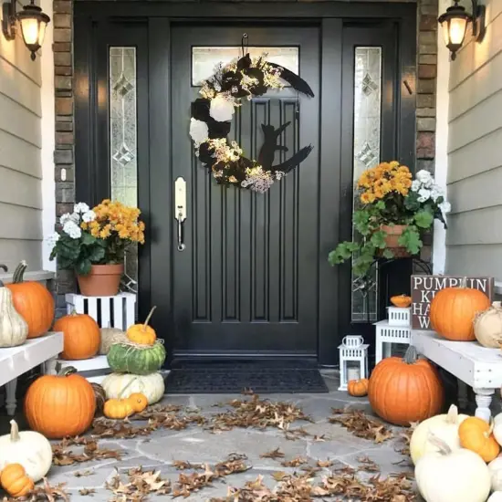Halloween Wreaths for Front Door with Lights {2}