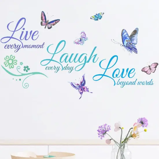 Live Love Laugh Set 3 Wall Motivational Decals - Green Blue Purple {4}
