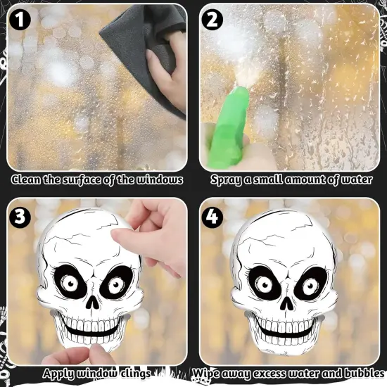 9 Sheet Halloween Window Clings, 97PCS Skeleton Halloween Decorations {3}