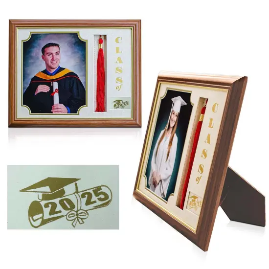 iFrame Graduation Photo & Tassel Frame I 5x7 & 8x10 Picture Frame For 2025 Class Year | Real Wood Cherry, Black and Walnut Finish I Wall Mount & Tabletop Graduation Frame | Made in USA {1}