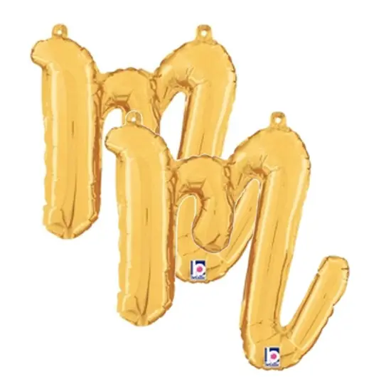 Betallic&reg; 14 inch Script Letter M Gold Air Fill Only {6}