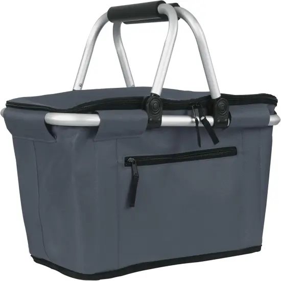 Collapsible Picnic Basket Insulated with Lid 27L Large Capacity Reusable Portable Folding Market Shoping Bag with Handles for Grocery {1}