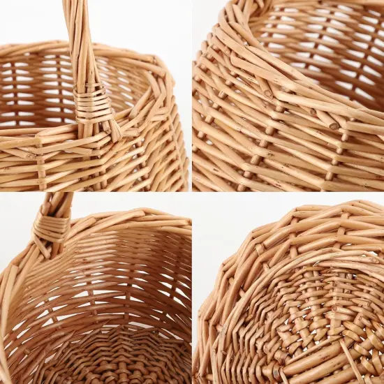 Small Gift Wicker Picnic Basket with Handle,Willow Flower Girl Basket for Weddings, Garden and Home Decor -Wicker Storage Basket-Natural {4}