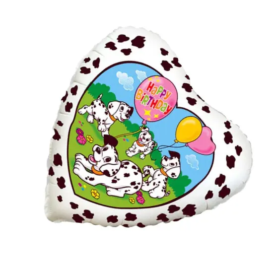Happy Birthday Dalmatians Foil Balloon Heart Shape 18" White Dog Theme {4}