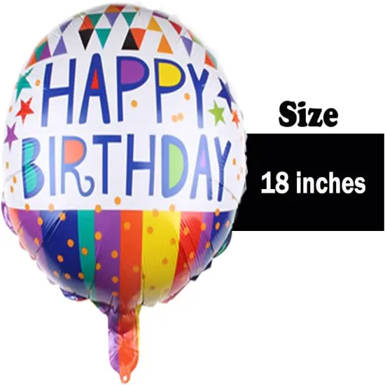 50 Pieces Happy Birthday Party Aluminum Foil Balloons 18" Foil Mylar Helium Balloon Round Inflatable Balloons for Birthday Parties Baby Shower Decorations Supplies {3}