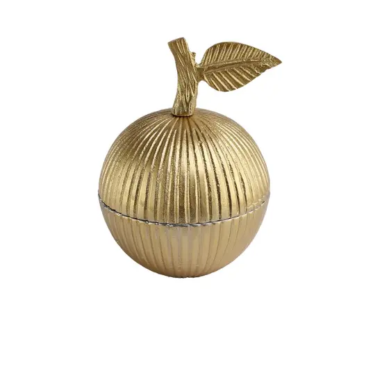 Aluminum Gold Textured Apple Shaped Honey Dish {1}