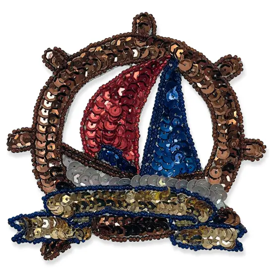 Captains Wheel with Sailboat Sequin Applique {1}