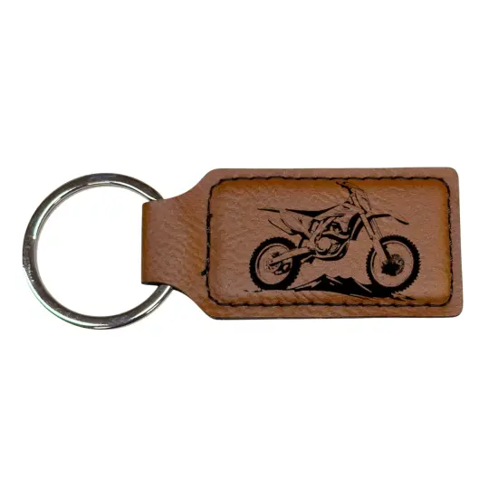 Keychain - Rectangle - Dirt Bike - Leather Pink/Black {4}
