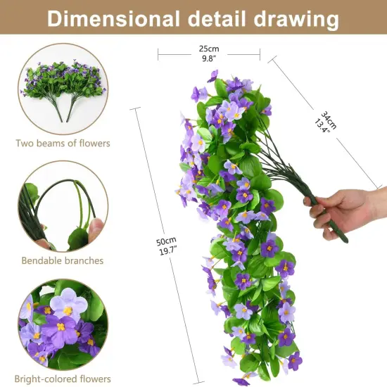 2 Pack Artificial Hanging Flowers Dark orchid {2}