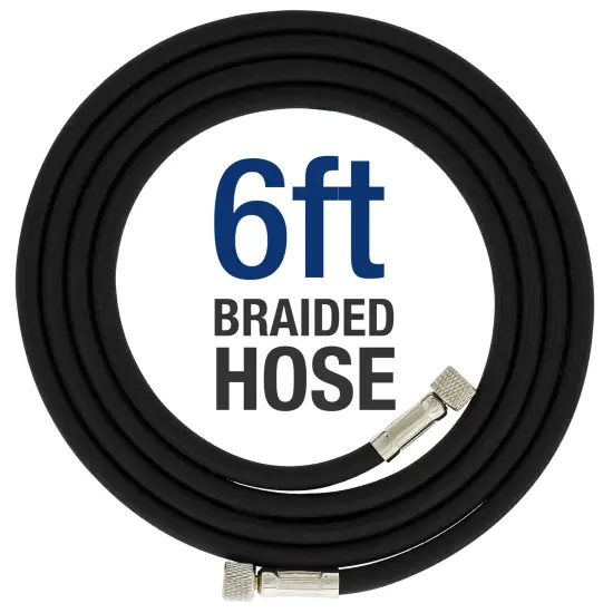 Professional Cool Running 1/4 hp Twin Cylinder Piston Air Compressor with Extra Large Storage Tank - High Airflow - Hose, Regulator Water Trap {5}