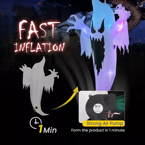 5ft Halloween Inflatable Blow up Hanging Ghost Color Changing Lawn Garden Yard {3}
