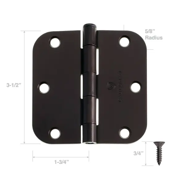 Cauldham Heavy-Duty 3-1/2" Interior Door Hinges with 5/8" Radius Corners - Oil Rubbed Bronze {4}