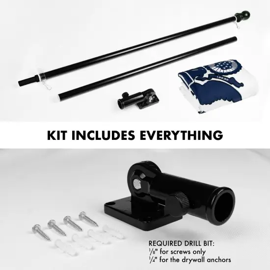 G128 - 6 Feet Tangle Free Spinning Flagpole (Black) US Coast Guard Double Sided Brass Grommets Embroidered 3x5 ft (Flag Included) Aluminum Flag Pole {2}