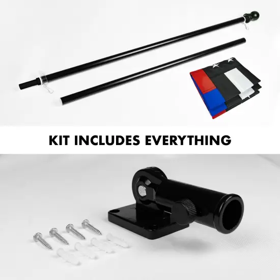 G128 - 5 Feet Tangle Free Spinning Flagpole (Black) Thin Blue&Red Line Flag Brass Grommets Embroidered 2x3 ft (Flag Included) Aluminum Flag Pole {2}