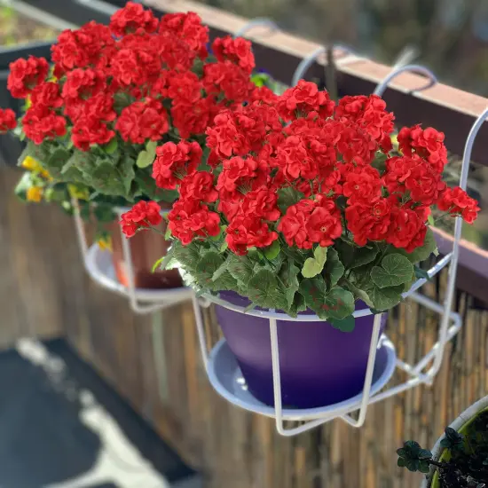 Artificial Red Geranium Bush Outdoor Plant Faux Geraniums Silk Flowers Fake Flowers for Home Garden Patio Windowbox Grave Cemetary Vase Table Decor {3}