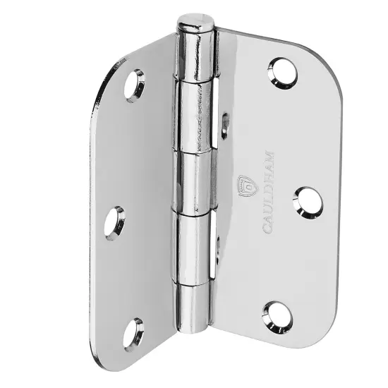 Cauldham Heavy-Duty 3-1/2" Interior Door Hinges with 5/8" Radius Corners - Polished Chrome {5}