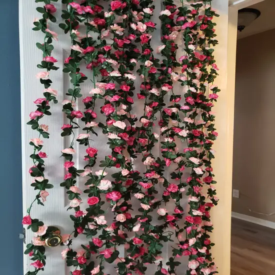 4pack Artificial Rose Rattan Garland Fake Rose Vine Flowers Hanging Rose Ivy {2}