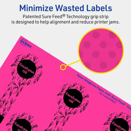 Avery Neon Magenta Paper Labels, 1.5" x 4" Lollipop {4}