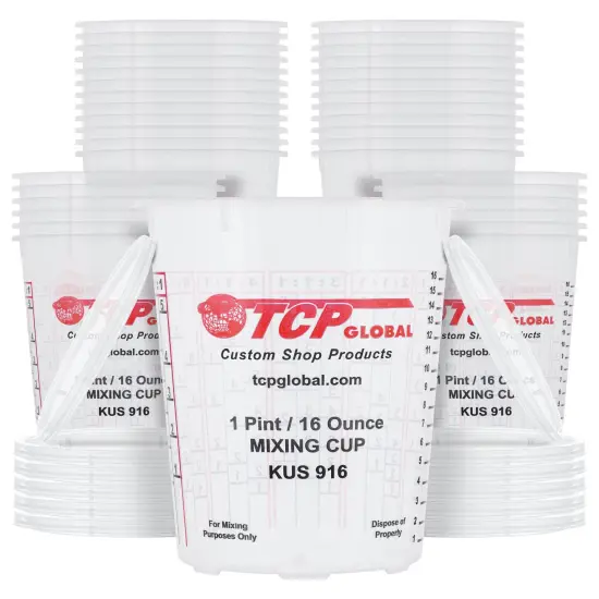 Paint Mixing Cups, 16-Ounce (Box of 36) - Plastic Measuring Cups for Liquids, Automotive Painting, Epoxy Resin, Acrylic Arts, Crafts, Disposable or Reusable, Graduated, Mixing Ratios {1}
