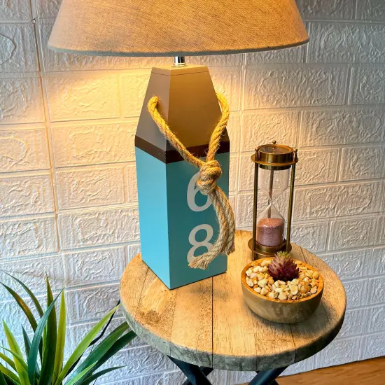 Coastal Blue Buoy Table Lamp 19.5" Nautical Beach Decor with Shade {5}